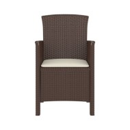Salon de jardin 3 pcs avec coussins Rotin PP Marron