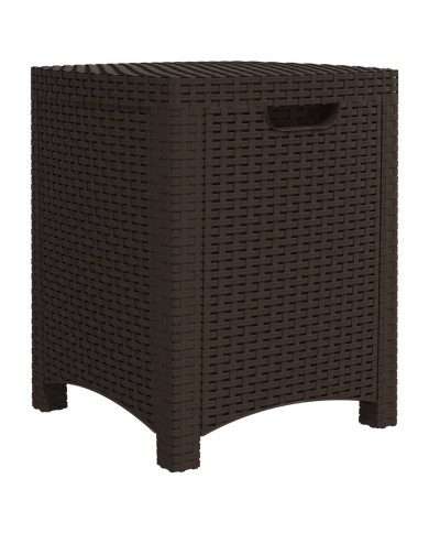 Salon de jardin 3 pcs avec coussins Rotin PP Marron
