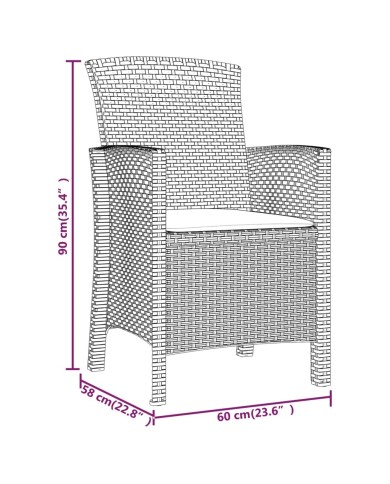 Salon de jardin 3 pcs avec coussins Rotin PP Marron