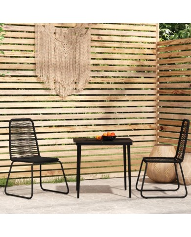 Ensemble de salle à manger de jardin 3 pcs Noir