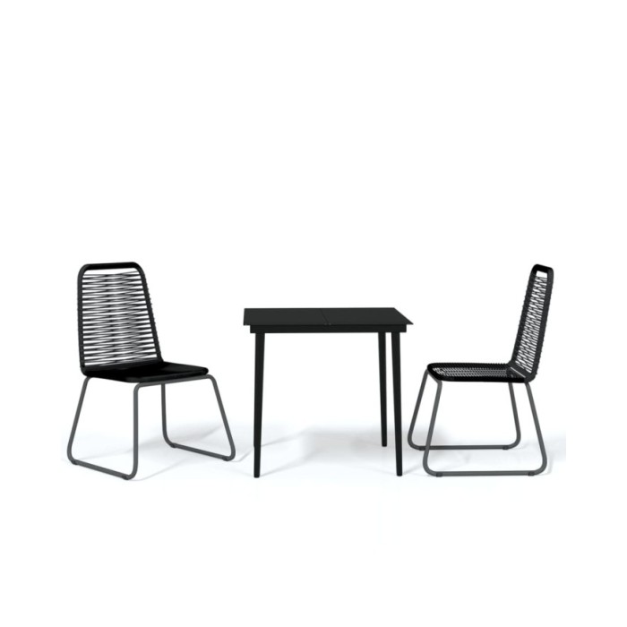 Ensemble de salle à manger de jardin 3 pcs Noir