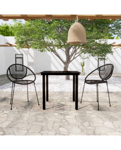 Ensemble de salle à manger de jardin 3 pcs Noir