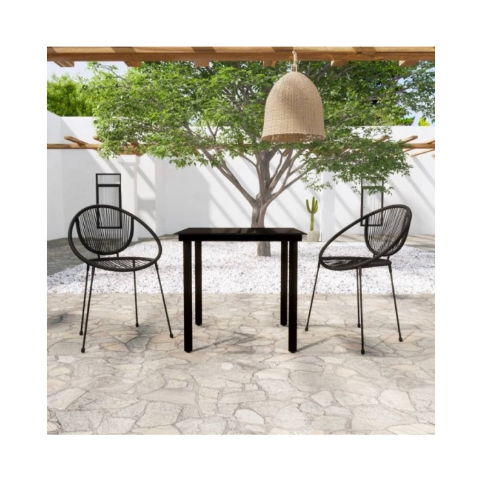 Ensemble de salle à manger de jardin 3 pcs Noir