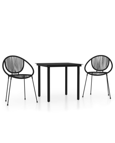 Ensemble de salle à manger de jardin 3 pcs Noir