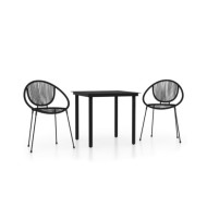 Ensemble de salle à manger de jardin 3 pcs Noir