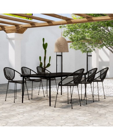 Ensemble de salle à manger de jardin 7 pcs Noir