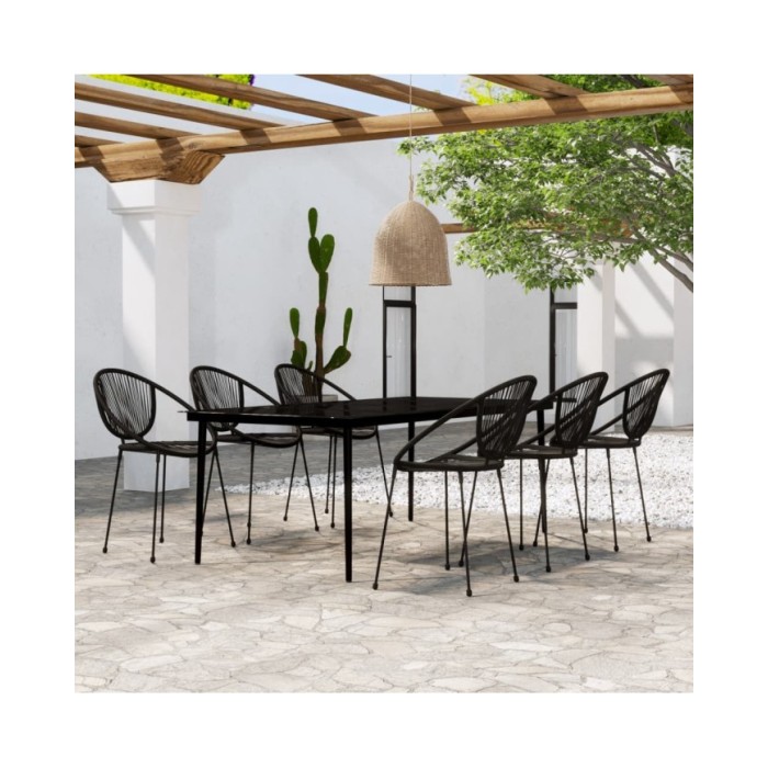 Ensemble de salle à manger de jardin 7 pcs Noir
