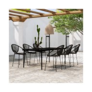 Ensemble de salle à manger de jardin 7 pcs Noir