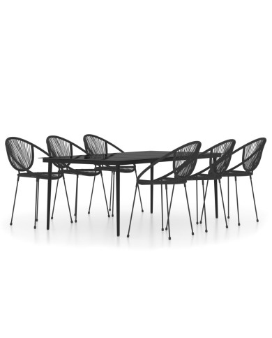 Ensemble de salle à manger de jardin 7 pcs Noir