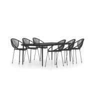 Ensemble de salle à manger de jardin 7 pcs Noir