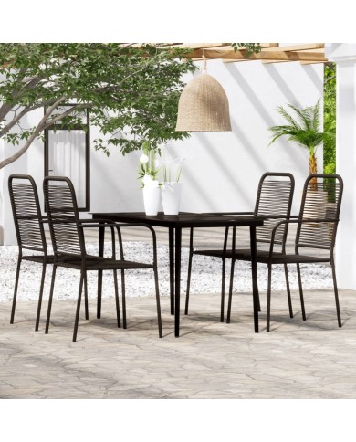 Ensemble de salle à manger de jardin 5 pcs Noir