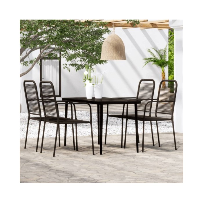 Ensemble de salle à manger de jardin 5 pcs Noir