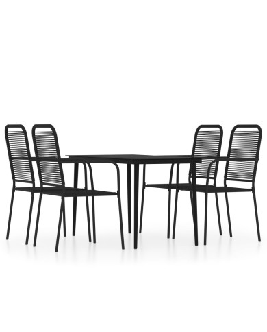 Ensemble de salle à manger de jardin 5 pcs Noir