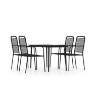 Ensemble de salle à manger de jardin 5 pcs Noir
