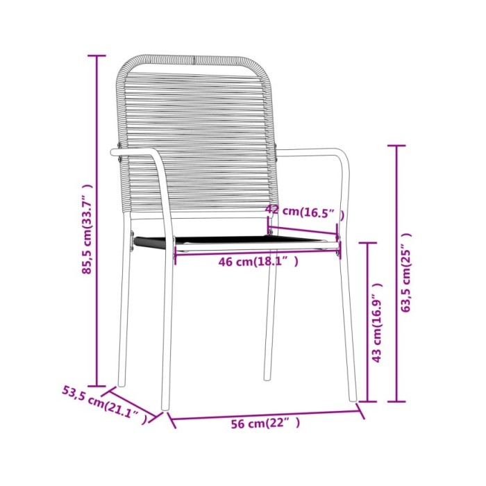 Ensemble de salle à manger de jardin 5 pcs Noir
