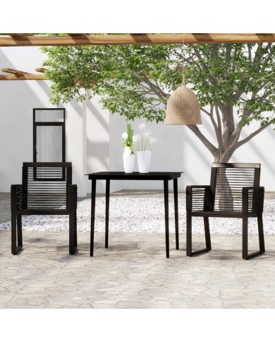 Ensemble de salle à manger de jardin 3 pcs Noir