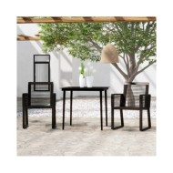 Ensemble de salle à manger de jardin 3 pcs Noir
