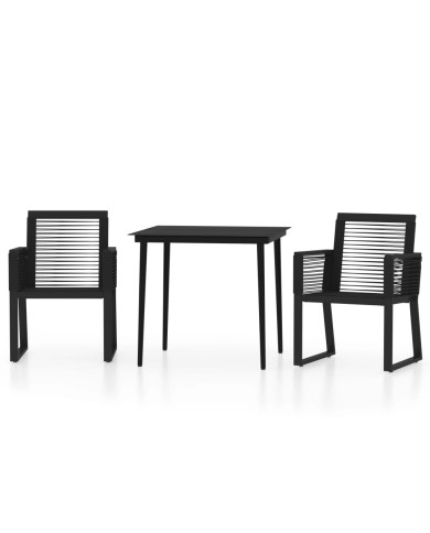 Ensemble de salle à manger de jardin 3 pcs Noir