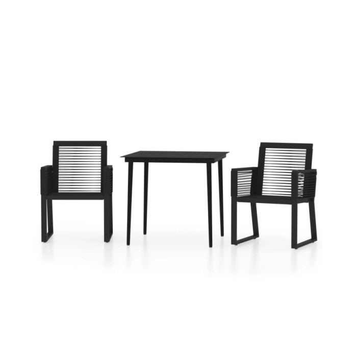 Ensemble de salle à manger de jardin 3 pcs Noir