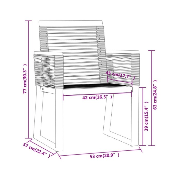 Ensemble de salle à manger de jardin 3 pcs Noir