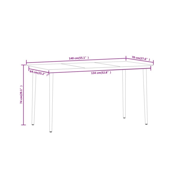 Ensemble de salle à manger de jardin 5 pcs Chêne