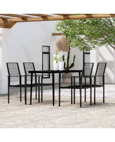 Ensemble de salle à manger de jardin 5 pcs Noir