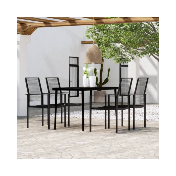 Ensemble de salle à manger de jardin 5 pcs Noir