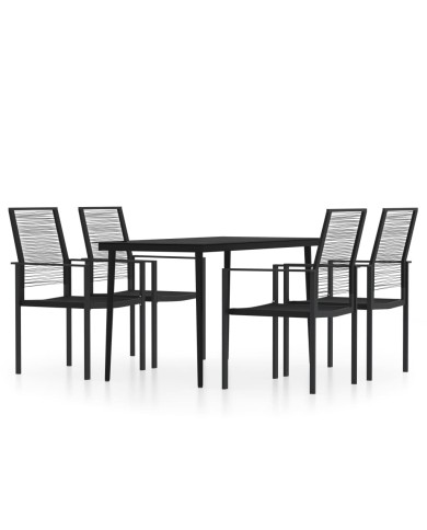 Ensemble de salle à manger de jardin 5 pcs Noir