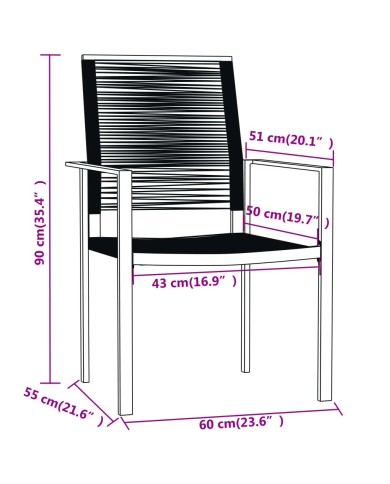 Ensemble de salle à manger de jardin 5 pcs Noir
