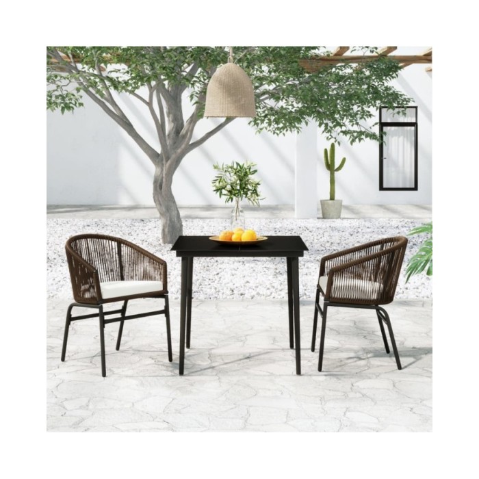Ensemble de salle à manger de jardin 5 pcs Marron