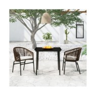 Ensemble de salle à manger de jardin 5 pcs Marron