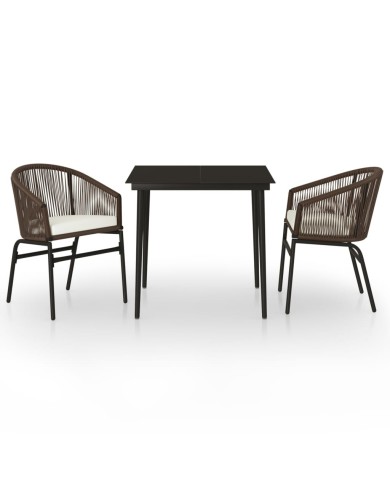 Ensemble de salle à manger de jardin 5 pcs Marron
