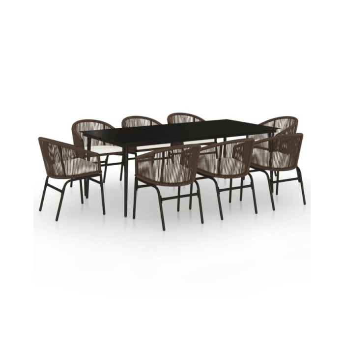 Ensemble de salle à manger de jardin 9 pcs Marron