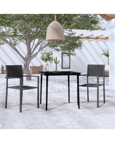 Ensemble de salle à manger de jardin 3 pcs Noir