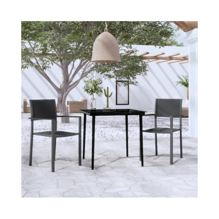 Ensemble de salle à manger de jardin 3 pcs Noir