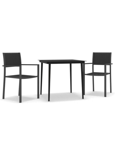 Ensemble de salle à manger de jardin 3 pcs Noir