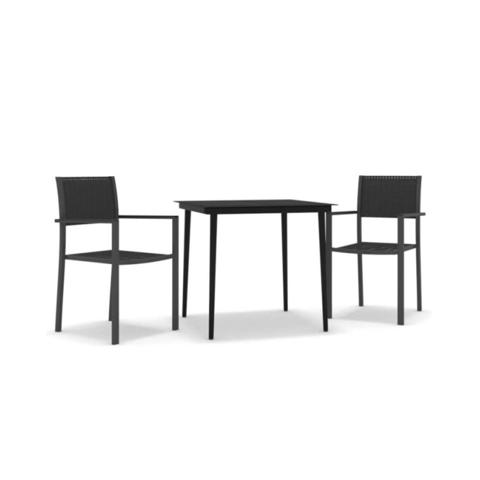 Ensemble de salle à manger de jardin 3 pcs Noir