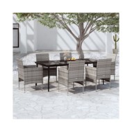 Mobilier à dîner de jardin 7 pcs avec coussins Gris et noir