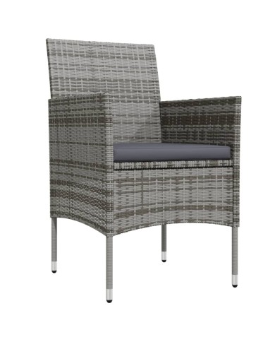 Mobilier à dîner de jardin 7 pcs avec coussins Gris et noir
