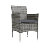 Mobilier à dîner de jardin 7 pcs avec coussins Gris et noir