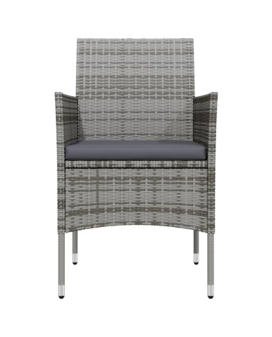 Mobilier à dîner de jardin 7 pcs avec coussins Gris et noir