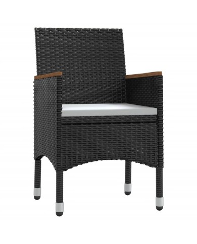 Ensemble de salle à manger de jardin avec coussins 7 pcs Noir