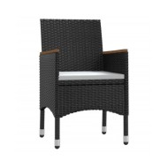 Ensemble de salle à manger de jardin avec coussins 7 pcs Noir