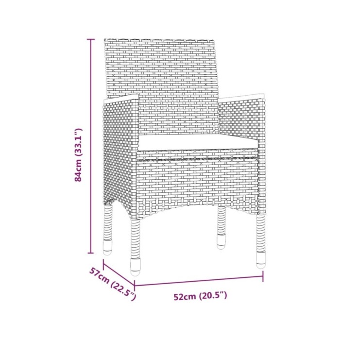 Ensemble de salle à manger de jardin avec coussins 7 pcs Noir