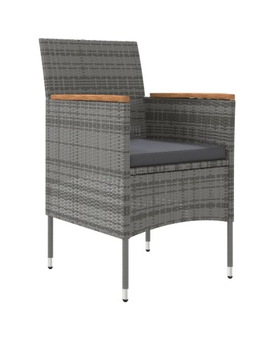 Mobilier à dîner d'extérieur avec coussins 7 pcs Gris et noir