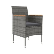 Mobilier à dîner d'extérieur avec coussins 7 pcs Gris et noir