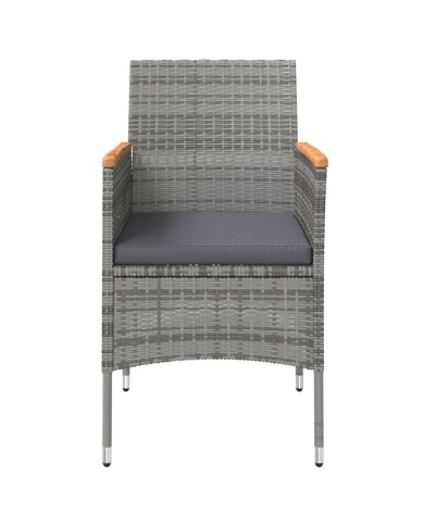 Mobilier à dîner d'extérieur avec coussins 7 pcs Gris et noir