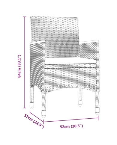 Mobilier à dîner d'extérieur avec coussins 7 pcs Gris et noir