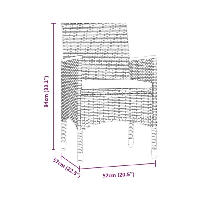 Mobilier à dîner d'extérieur avec coussins 7 pcs Gris et noir