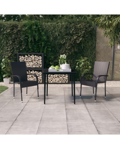 Ensemble de salle à manger de jardin 3 pcs Noir